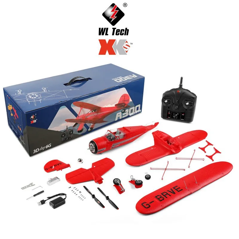 Wltoys Xk A300 Four-Way Biplane Remote-Controlled Aircraft Remote-Controlled Glider Brushless Remote-Controlled Drone Model