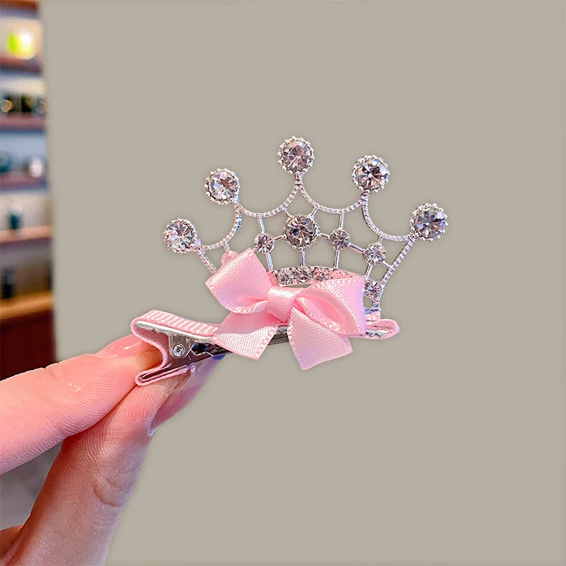 Fashion Crown Girl Hair Clip Simulated Diamond Alloy Crown Hairpin for Baby Girls Cute Princess Hearwear Girls Birthday Gifts