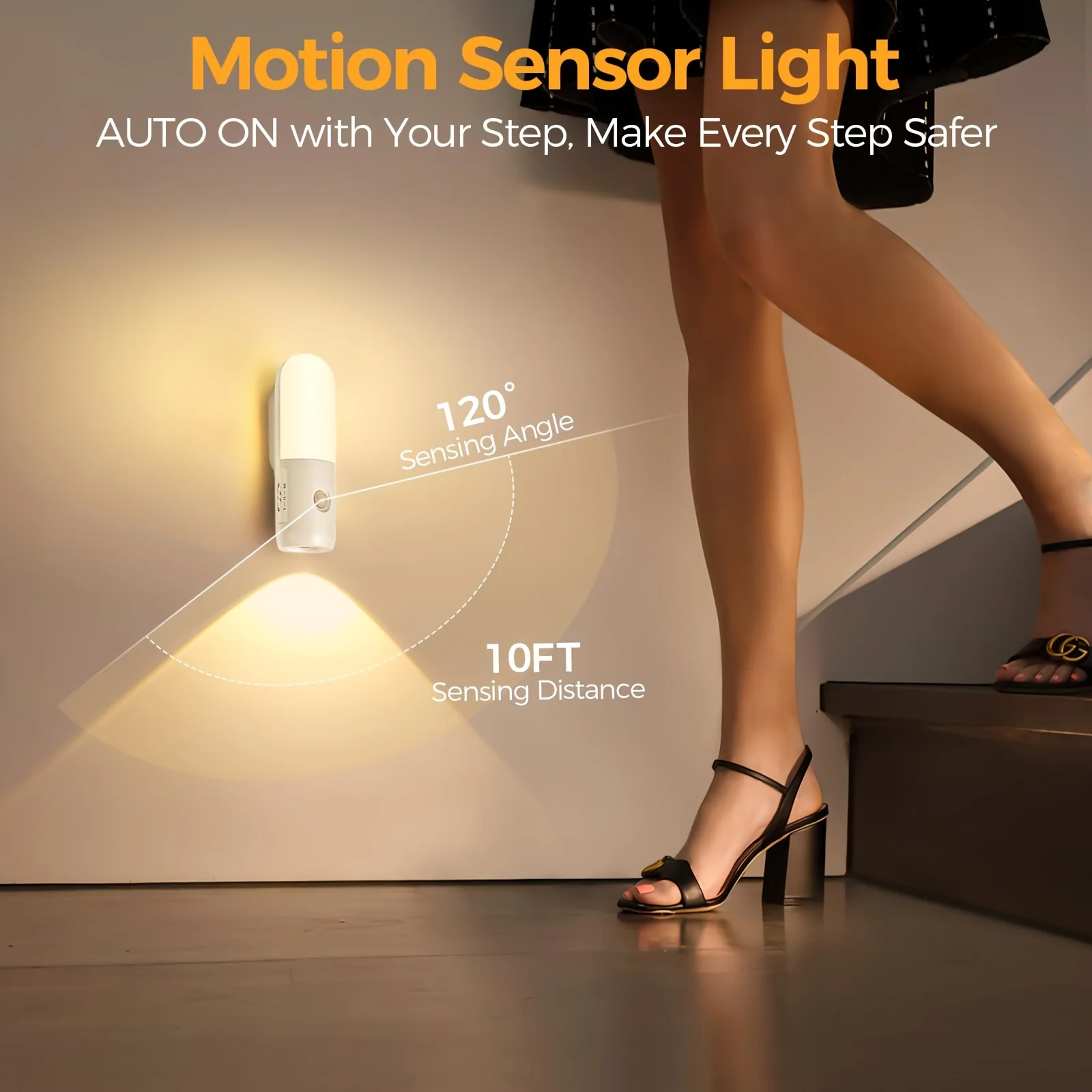 2 in 1 LED Night Light with Motion Sensor 3 Colors Dimmable Spotlights Rechargeable Magnetic Wall Lamp for Bedroom Hallway Stair