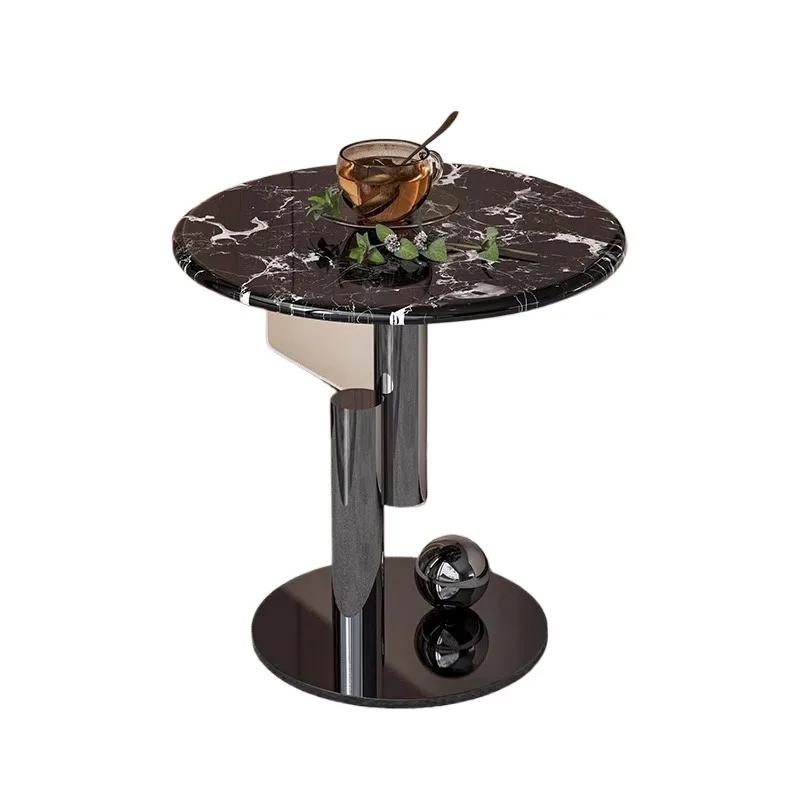 

Italian light luxury marble corner sofa chair, living room balcony rock slab edge table, high-end marble small coffee table