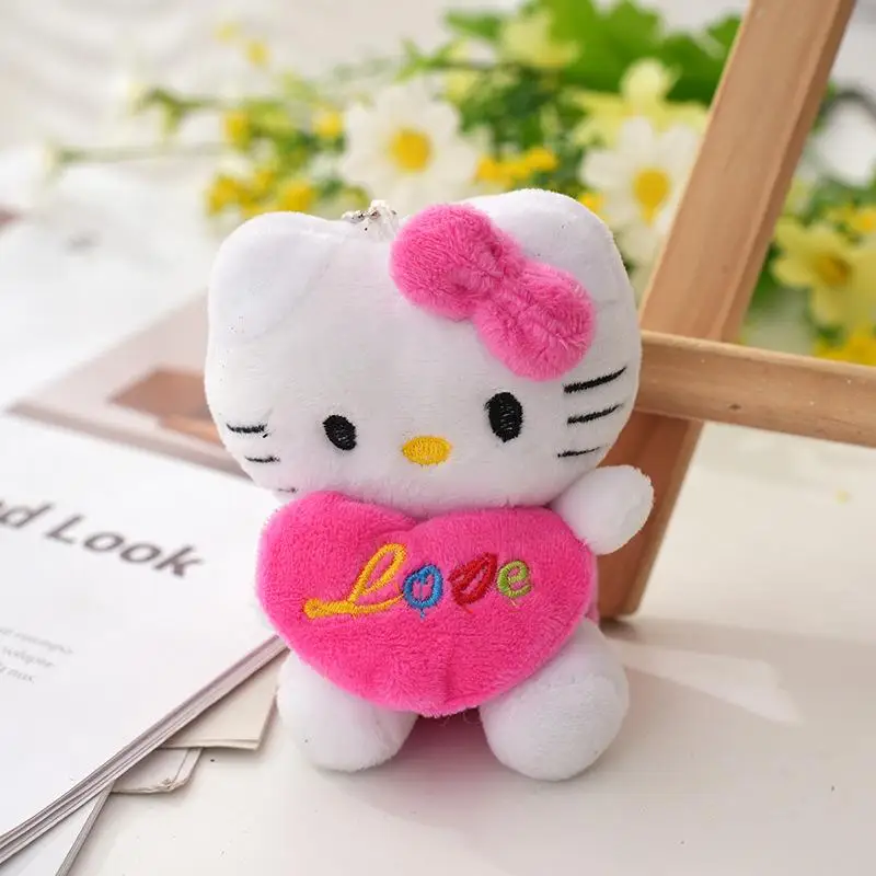 Kawaii Sanrio Hello Kitty Pluche Sleutelhanger Schattige Tas Rugzak Hanger Auto Pop Sleutelhanger Anime Plushie Voor Kinderen Kerstcadeau