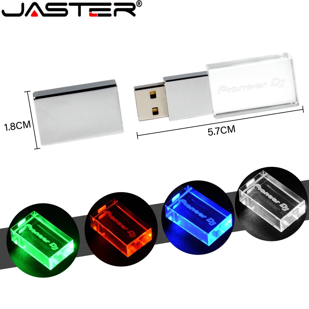 New Metal with Crystal USB Flash Drive High Speed Write Memory Stick Color LED Light Pioneer DJ Premium Pen Drive 64GB 128GB