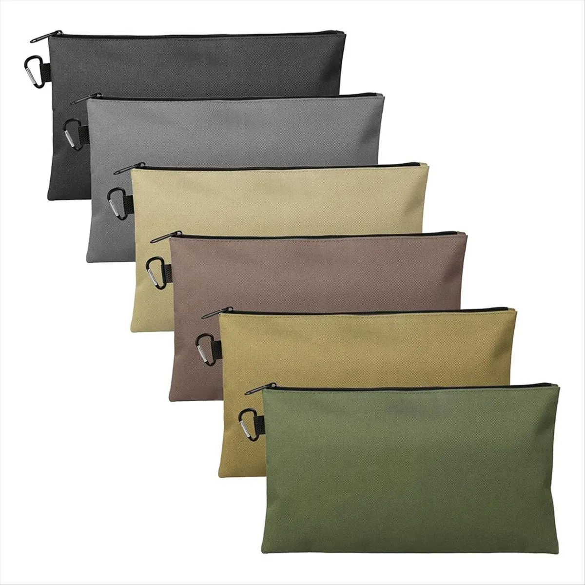 A72P 6 Pack Tool Bag,12 Inch Small Tool Bag with Carabiner, Multipurpose Storage Organizer Pouch with Dependable Zipper