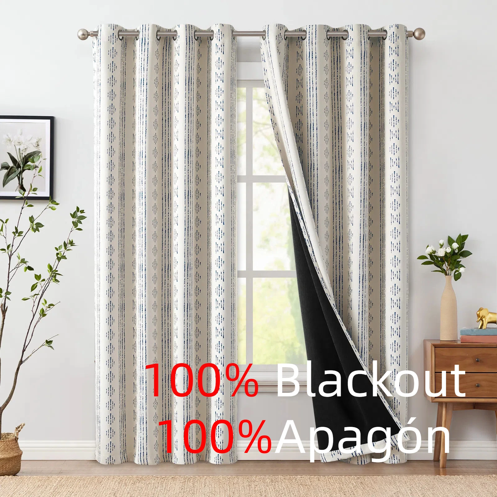 

JINCHAN 1 Panel Blackout Curtain Boho Blackout Curtain Panel Insulated, Window Cover,100% Light Blocking for Living Room Bedroom