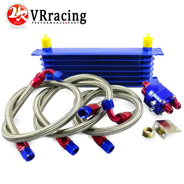 

VR - Universal OIL COOLER 7Row 10AN Aluminum Engine Transmission Oil Cooler Relocation Kit Black or Blue