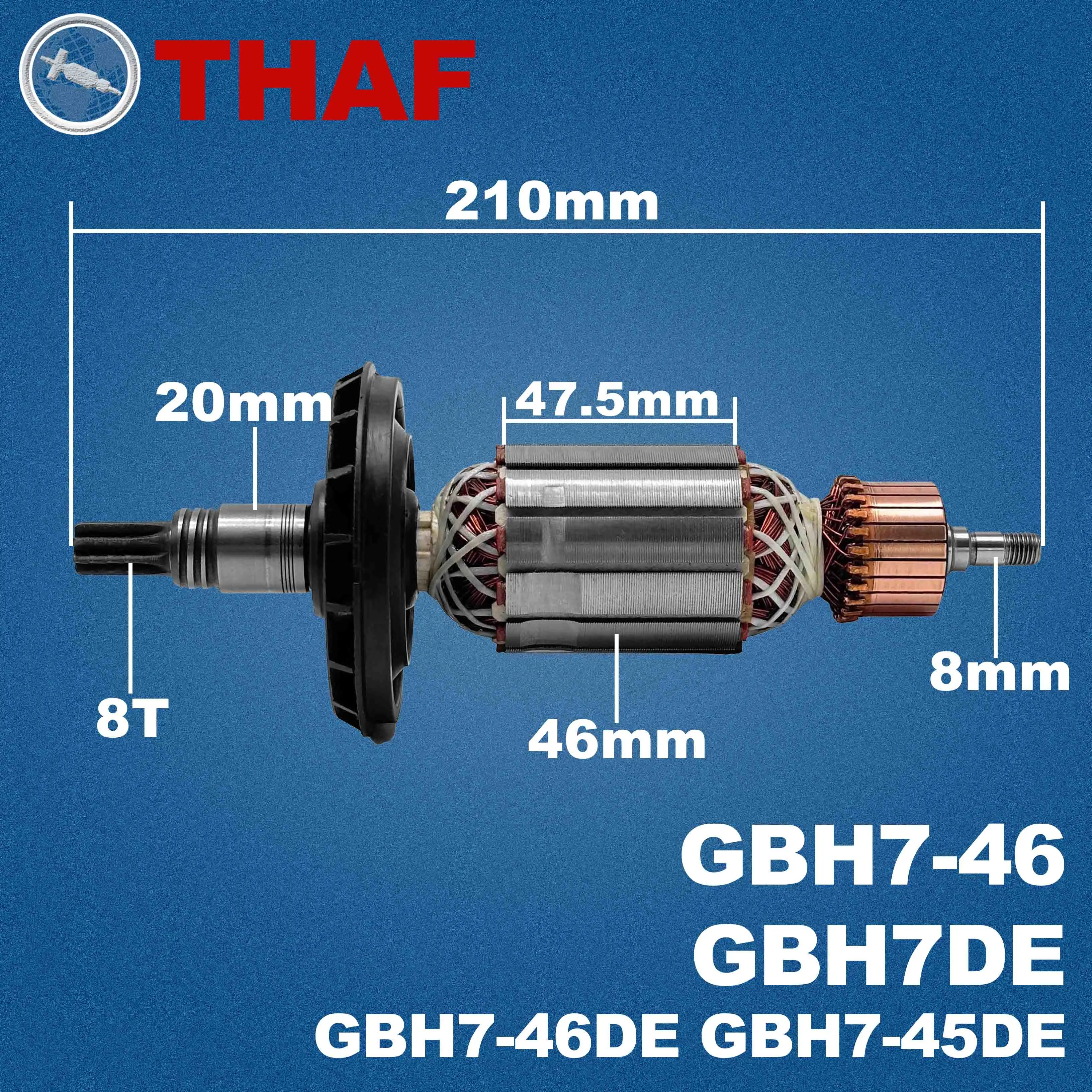 AC 220V 240V GBH7-46 GBH7DE Armature Rotor For BOSCH GBH7-46DE Hammer Drill Spare Parts Rotary Hammer GBH 7-46 DE GBH 7 DE