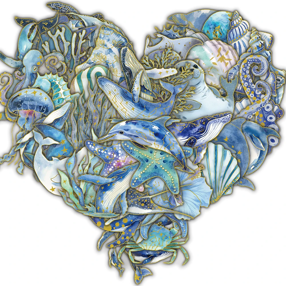 50/100PCS Marine Life Stickers Nostalgia Hot Stamping Pattern Style Aesthetic Bicycle Laptop Phone Motorcycle Graffiti Sticker