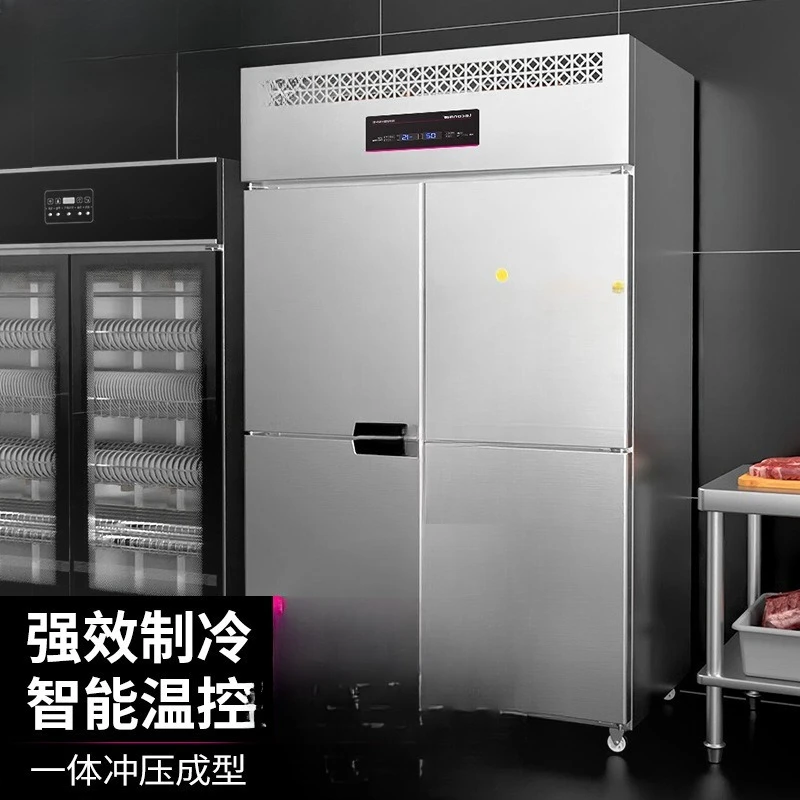 Four-door refrigerator commercial vertical kitchen freezer freezer freezer frozen  bench large capacity fresh-keeping cabinet