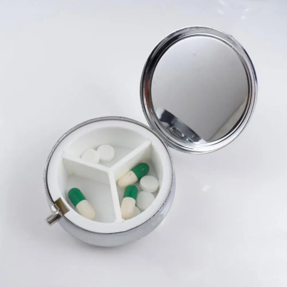 1/2/3 Grids Metal Heart Key Chain Pill Box Travel Medicine Case Pill Organizer Box Weekly Tablet Holder Storage Container Case