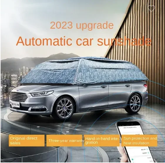 In Stock Portable Folding Outdoor Fully Automatic Car Sunshade Car Umbrellas With Remote Control Roof Smart Car Parasol