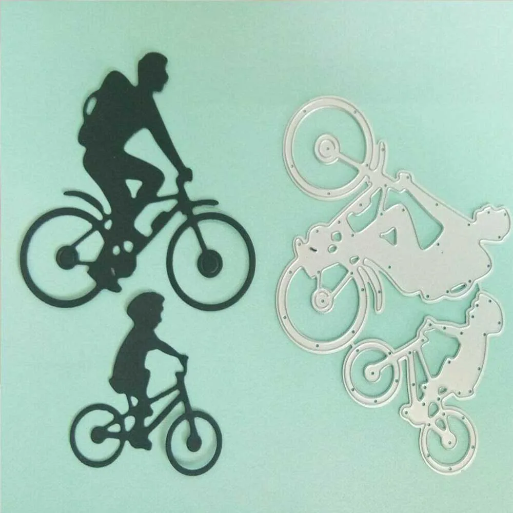 Father and son ride bicycles Metal Cutting Dies Scrapbooking  Making photo album paper card DIY Embossing workmanship