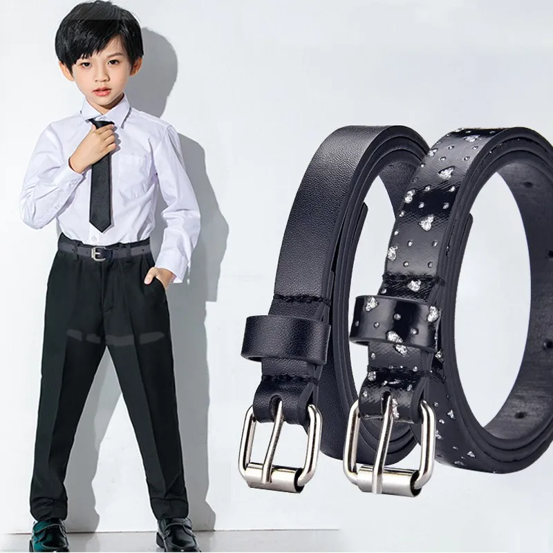 Nuevo cinturón infantil plano y delgado con purpurina, estilo coreano, con forma de corazón, color rosa brillante, cinturón corto para jeans infantiles, transfronterizo