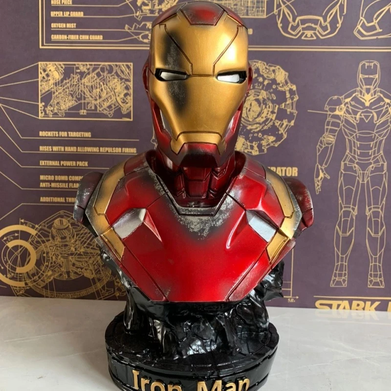 Avengers Iron Man Anime Peripheral Black Panther Bust 1:1 Figure Bust Living Room Ornament Large Resin Collection Gift