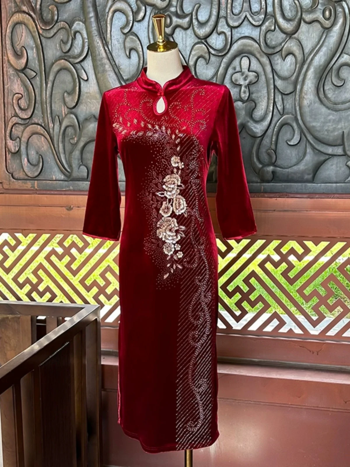 

Ele Matron Wedding Dr High-Quali Autumn Winter New Sle Reformed Qipao Suit for Marriage Celebration Middle-Aged Women
