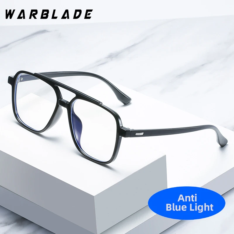 

Computer Glasses Frame TR90 Pilot Rivets Transparent Women Men Anti Blue Light Square Eyewear Blocking Glasses Optical Spectacle