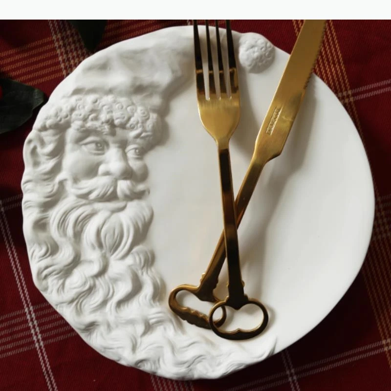 

Santa Claus Moon Ceramic Plate Handmade Dining Plates Western Style Steak Plate Sushi Plates Fruit Dish Dessert
