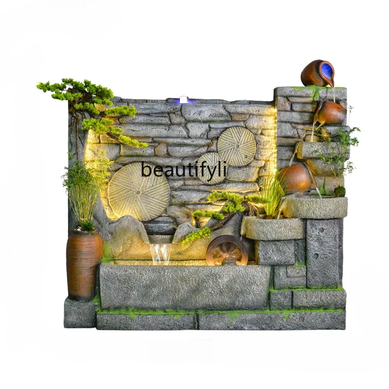 

ss newWater Curtain Wall Screen Courtyard Garden Layout Circulating Water Fountain Rockery Waterscape