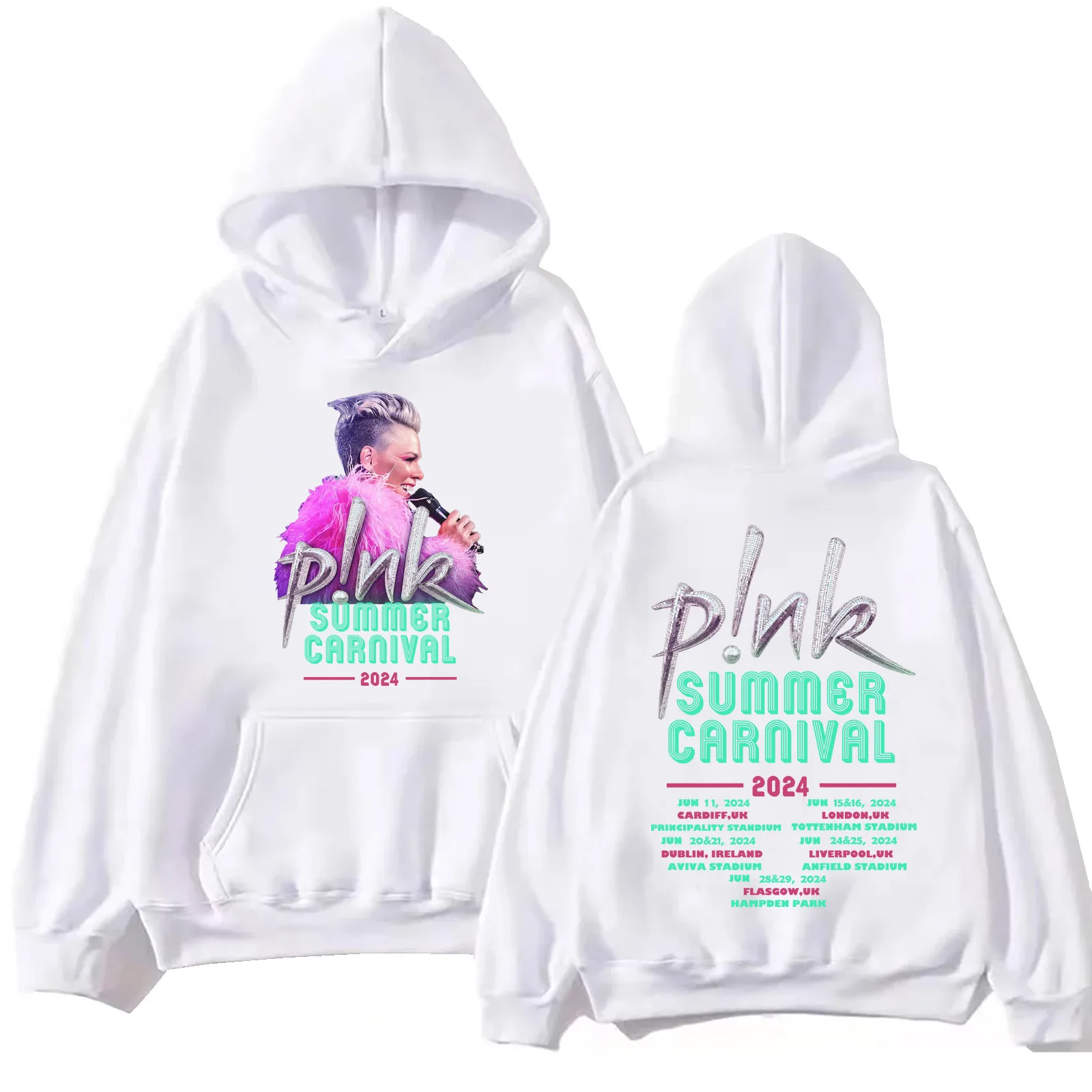 Pink Singer Summer Carnival 2024  Hoodie  Man Woman Harajuku Hip Hop Pullover Tops Sweatshirt Fans Gift