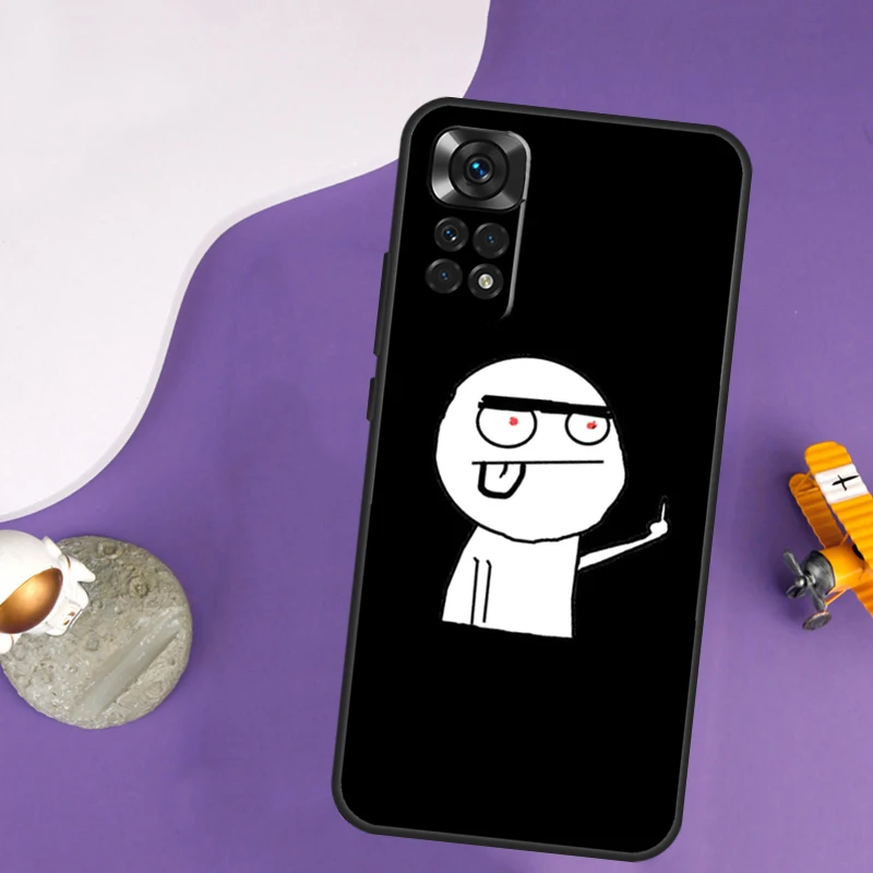 Funny Man Middle Finger Case For Xiaomi Redmi Note 13 14 Pro 12 9 10 11 Pro 10S 11S 12S Redmi 14C 13C 10C 12C Cover
