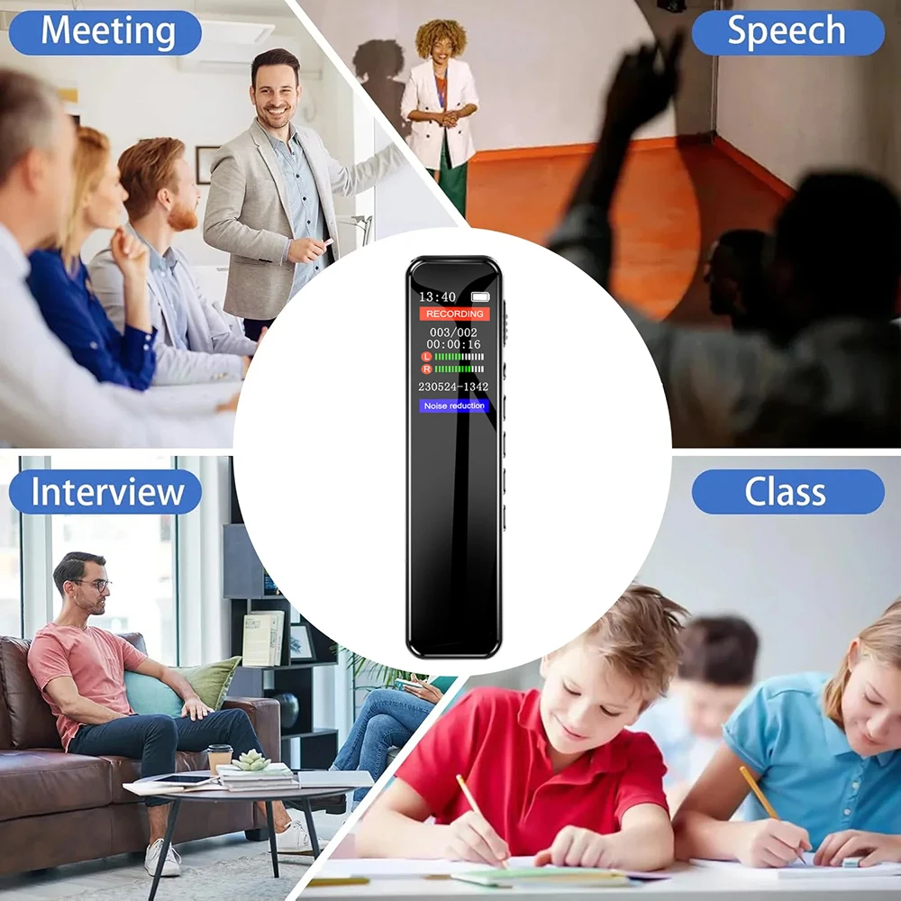 Digital Audio Voice Activated Recorder WAV 1536kbps Type-C Long Time Recording One Button to Record Dictaphone