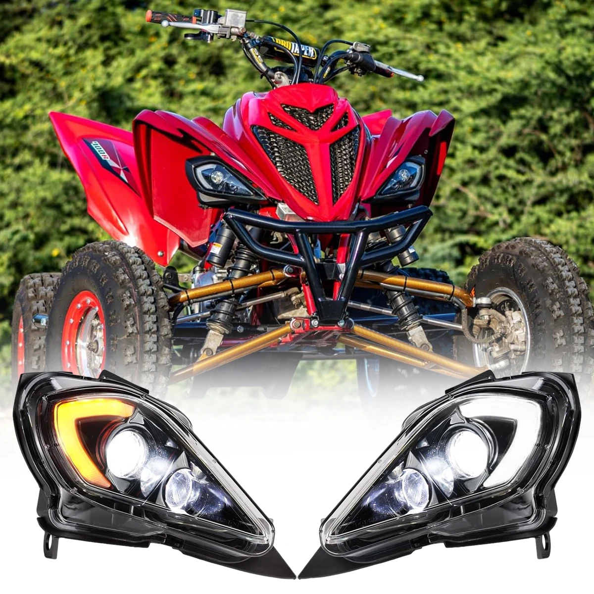 DOT ATV LED-Scheinwerferbaugruppe für Yamaha Raptor 250 350 700 700R YFZ450 YFZ450R YFZ450X YFZ450V Wolverine 350 450 Zubehör