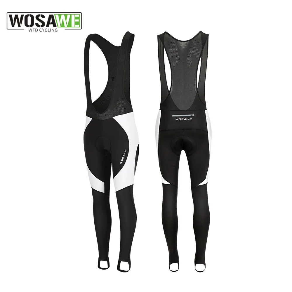 

WOSAWE Men Cycling Bib Tights Winter Warm Thermal Cycling Pants Gel Padded Stirrup MTB Road Bike Pants Long Culotte Ciclismo