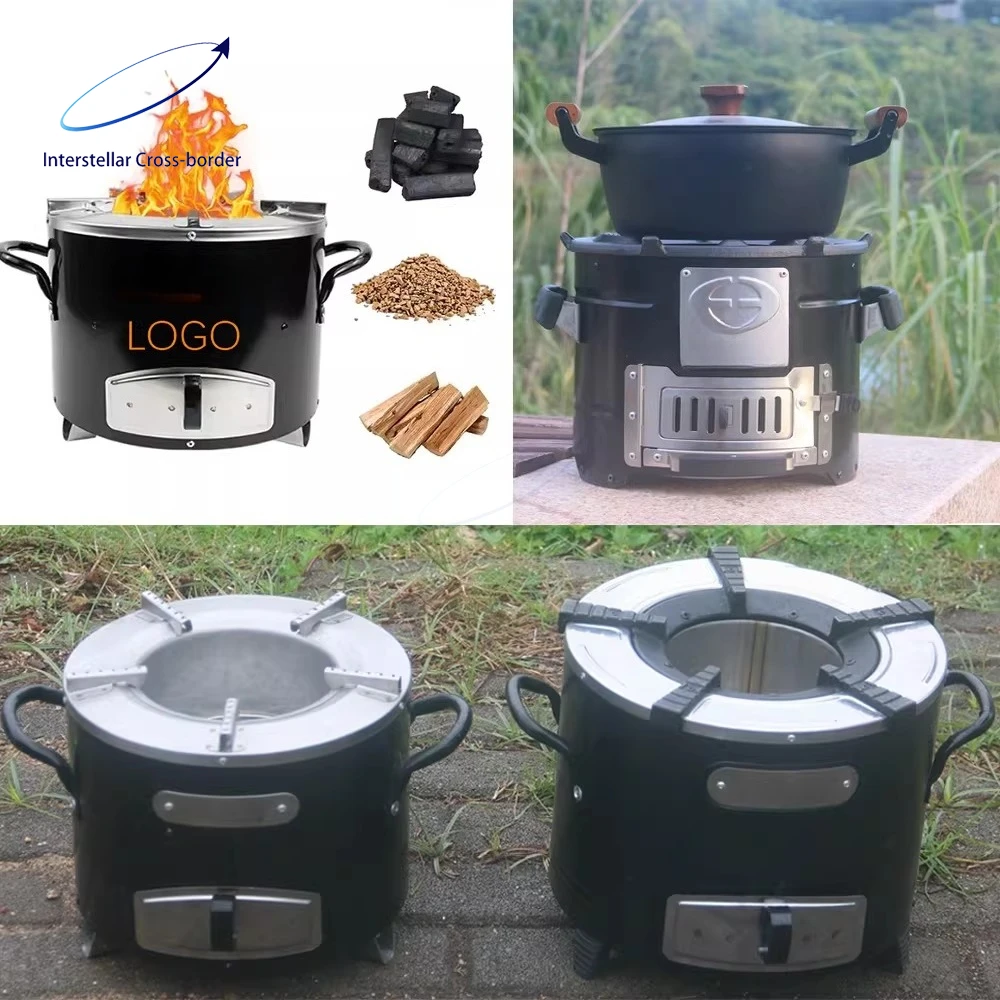 

High Efficiency Stainless Steel Wood Stove, Energy Saving Heating & Cooking Furnace for Home Cabin Camping with Air Control