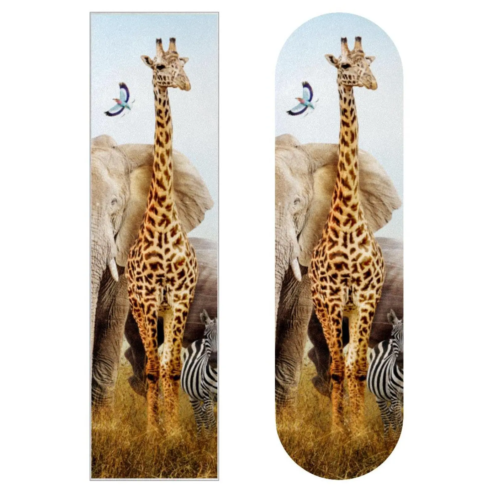 

Wild Animals Elephant Giraffe Skateboard Grip Tape Sheet,Cool Design Longboard Griptape Sandpaper for Rollerboard-33X 9 inch