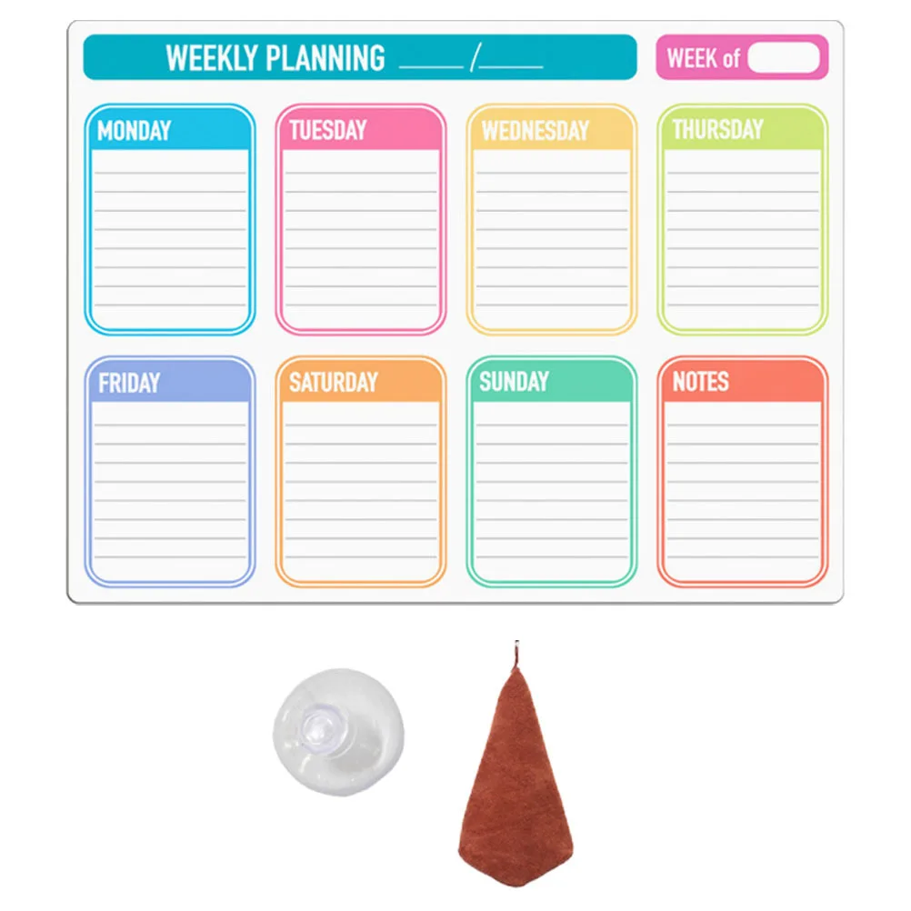 مجموعة واحدة من لوحة المسح الجاف المغناطيسية للوحة تخطيط جدول الثلاجة، مخطط القائمة الأسبوعي القابل للمسح، تقويم المسح الجاف المغناطيسي