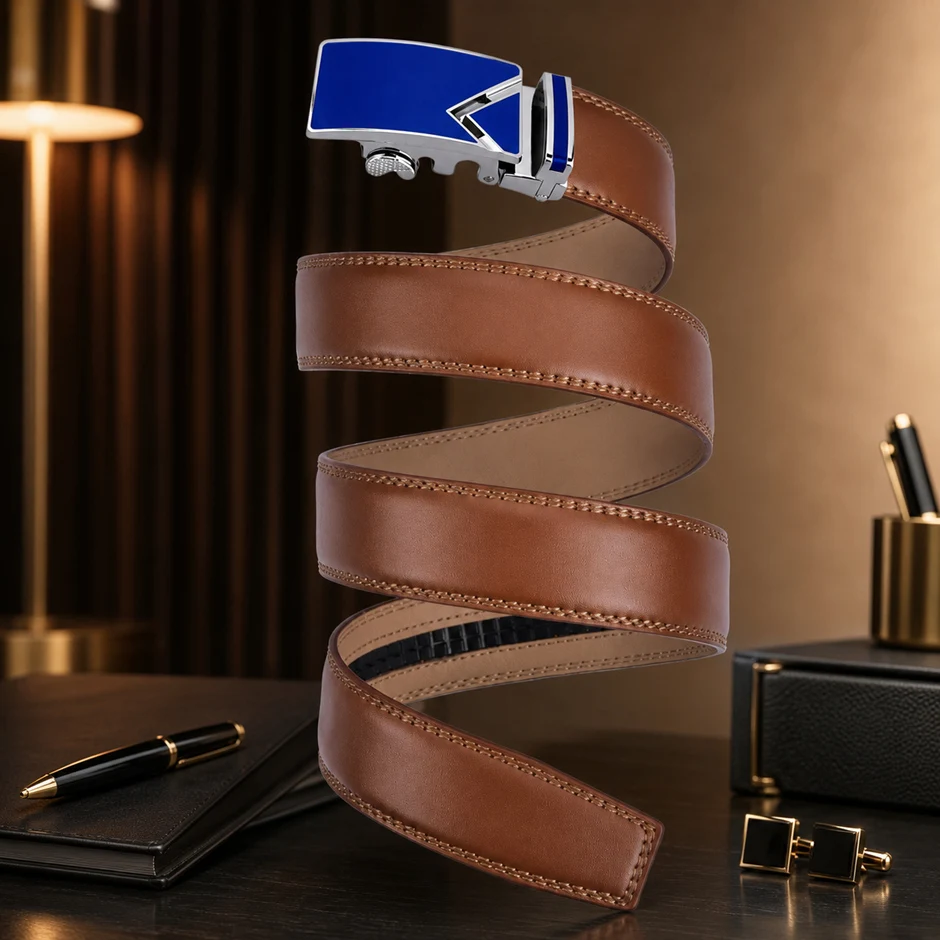 2026 Male Designer Automatic Buckle Cowhide Leather Men Belt Luxury Belts For Men Casual Formal Ceinture Homme Dropshipping B183