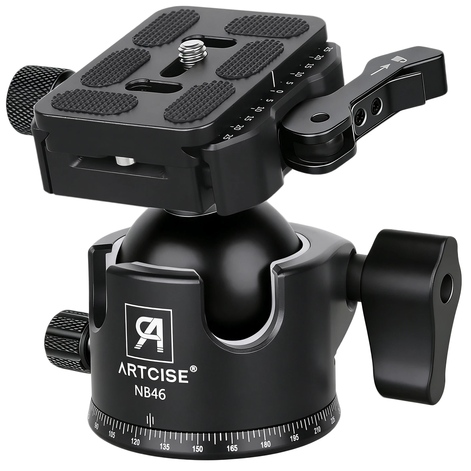 ARTCISE 46mm Low Profile Dubbele U Desin Balhoofd met Hendel Ontgrendeling voor Camera Monopod DSLR Camcorder Telescoop belasting 25kg