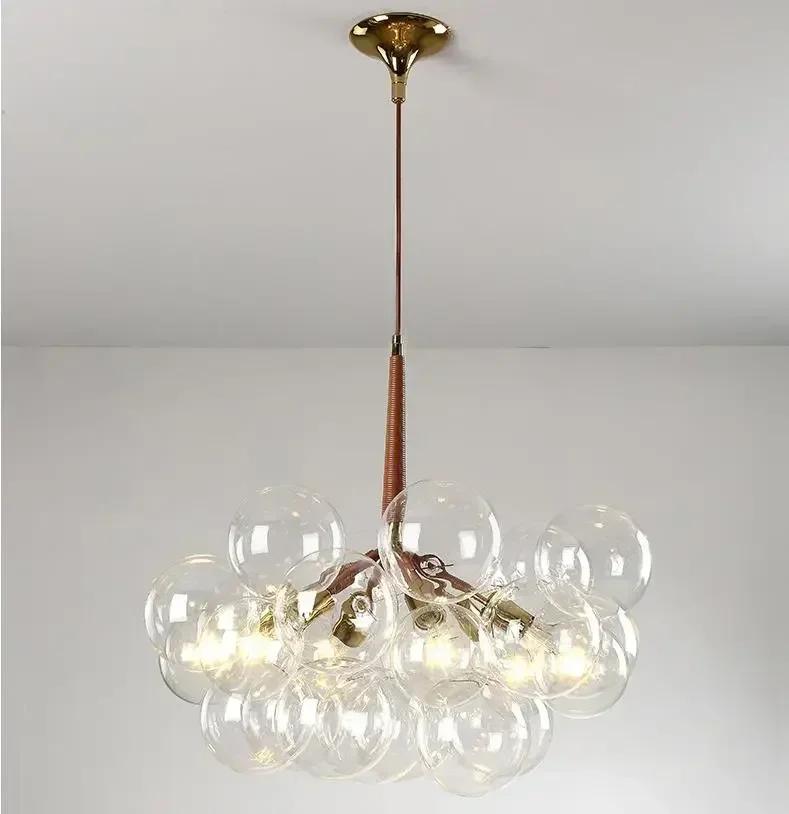 

Northern Europe Living Room Lamp Restaurant Lamp Bedroom Pendant Modern Simple LED Lights Store Glass Bubble Ball Chandelier