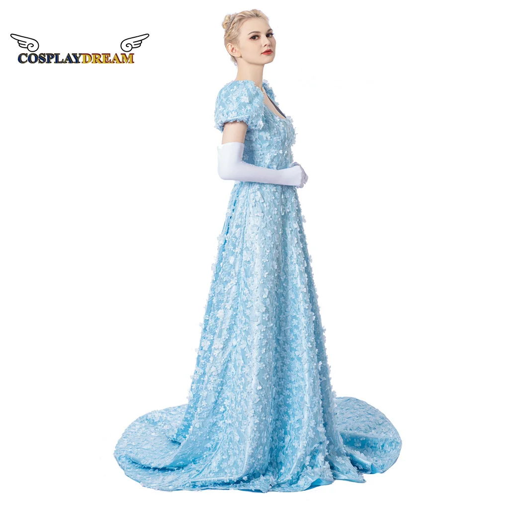 (in stock) Daphne Cosplay Blue Dress Regency Dress Lace Elegant Long Dress Victorian Tea Party Ball Gown Halloween costume