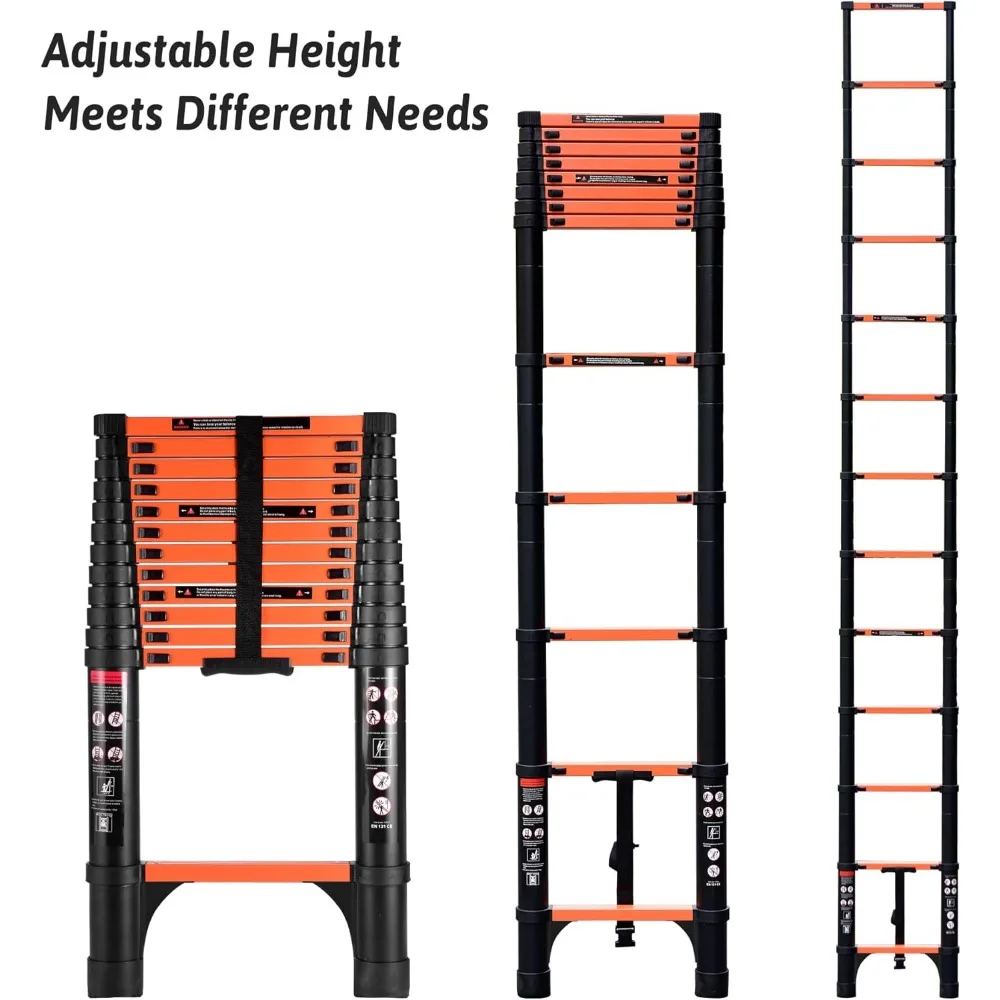 16,5FT telescopische ladder, opklapbare ladder, multifunctionele compacte ladder voor huishoudelijk of buitenwerk, capaciteit 330 lbs