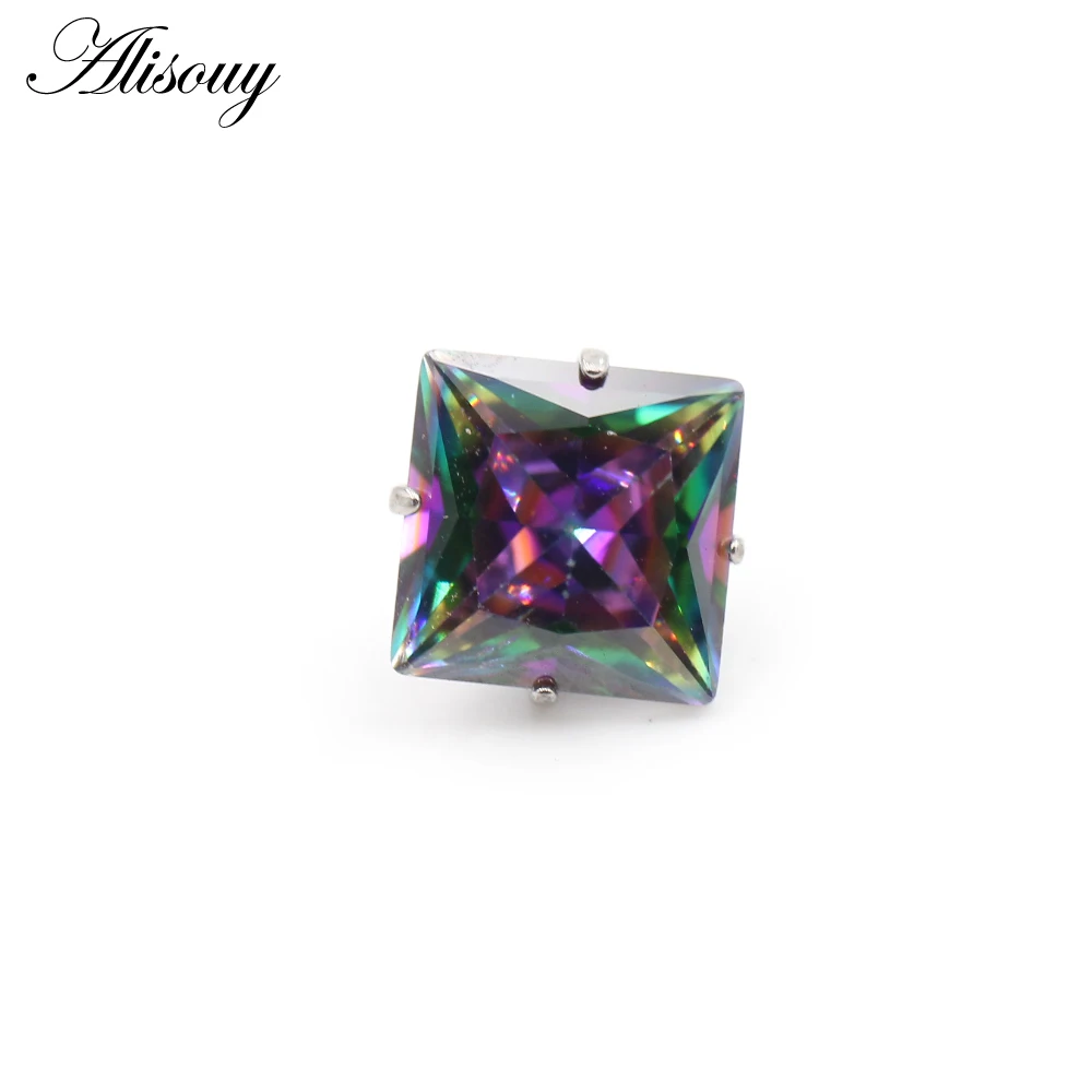 G23 Titanium Externally Thread Square Zircon Lip Labret Rings