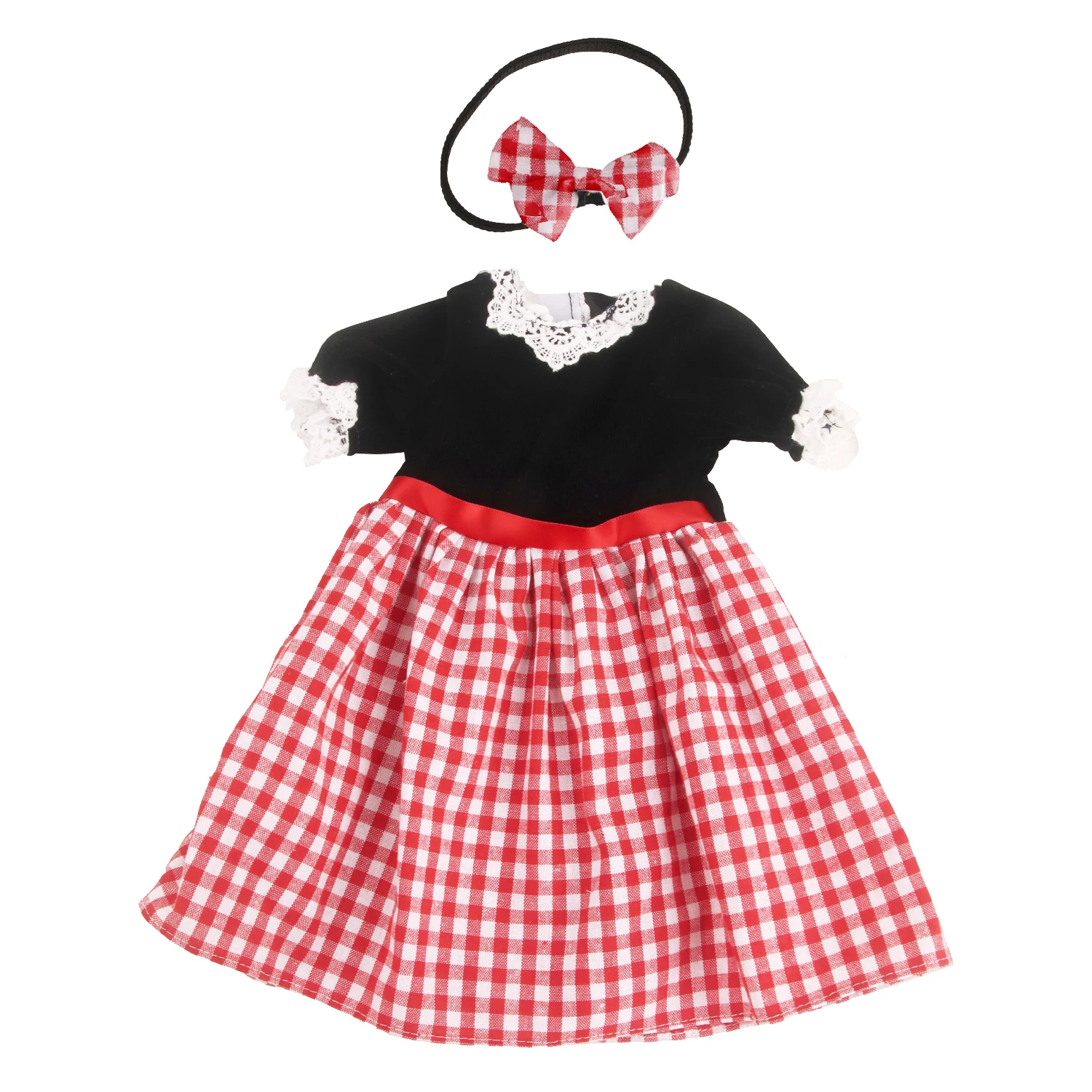 Ropa de muñeca Reborn de 55cm, vestido a cuadros de encaje + traje con diadema, traje para bebés recién nacidos de 22 pulgadas, accesorios, juguete de oso