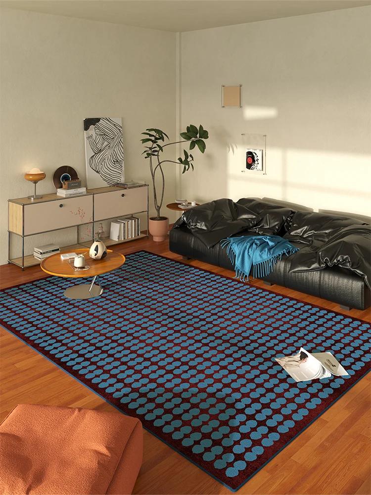 

VIKAMA Vintage Style Blue Stripes Carpet for Living Room Luxury Sofa Coffee Table Stain-Resistant Mat Home Decoration