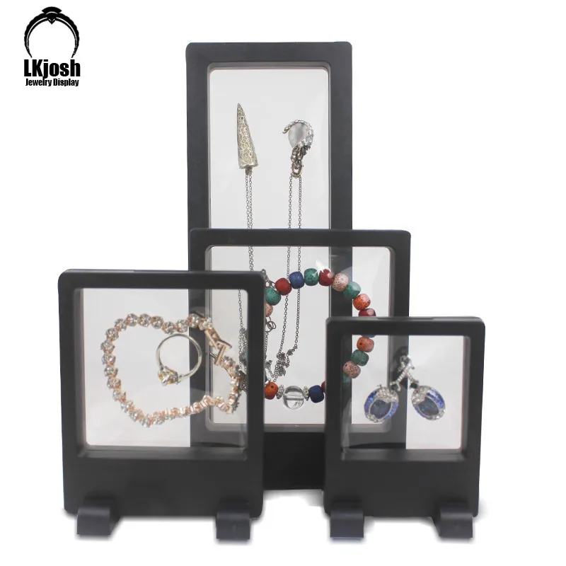 Black and White Plastic Suspended Display Case Earrings Coins Gemstones, Rings Jewelry Storage PET Film