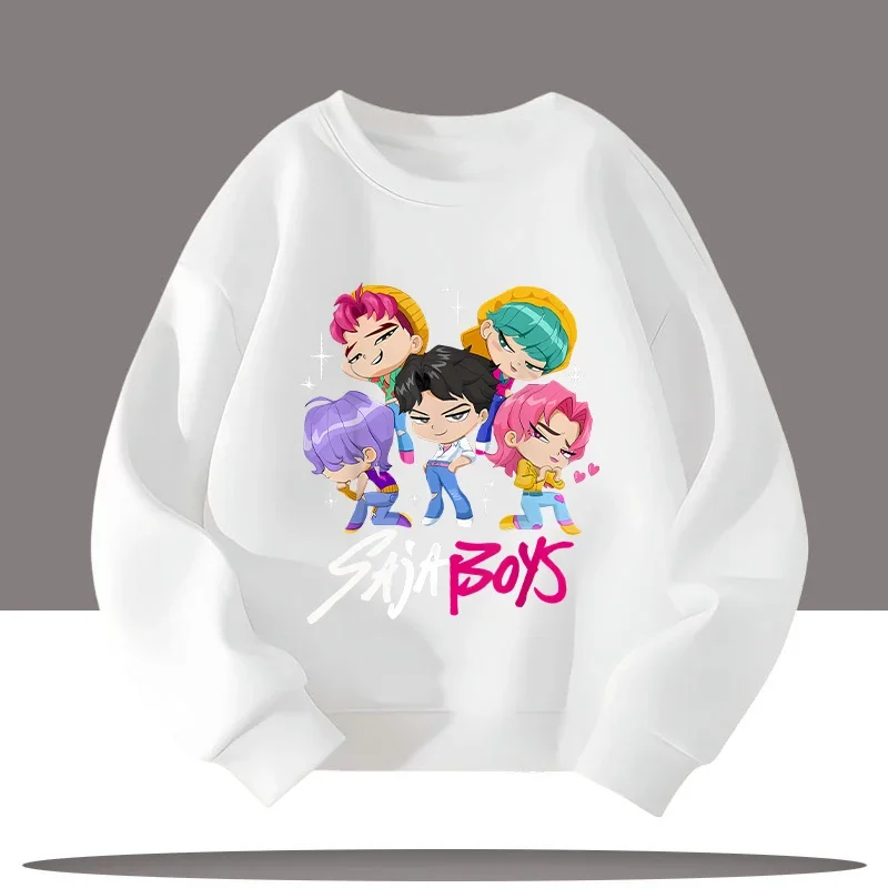 2026 ใหม่ฤดูใบไม้ร่วง-ฤดูหนาวเด็กเสื้อกีฬาคอกลมที่น่าสนใจเคป๊อปนักล่าปีศาจพิมพ์การ์ตูนสาวน่ารักเสื้อลำลอง