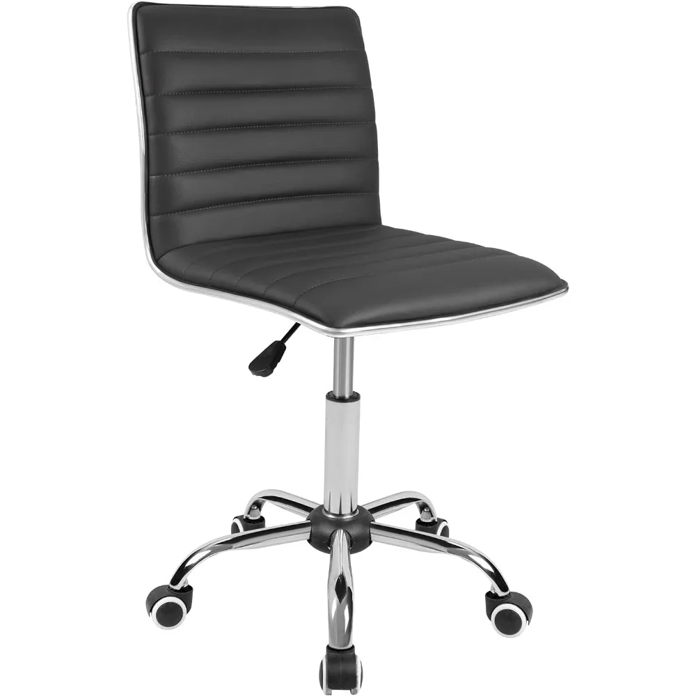 Office Chair Mid Back Task Chair Adjustable Home Computer Executive Desk Chair with 360° Swivel (Black)