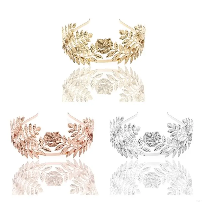 

A9BF Baroque Leaves Headband Golden Series Bride Hairband Wedding Show Tiaras