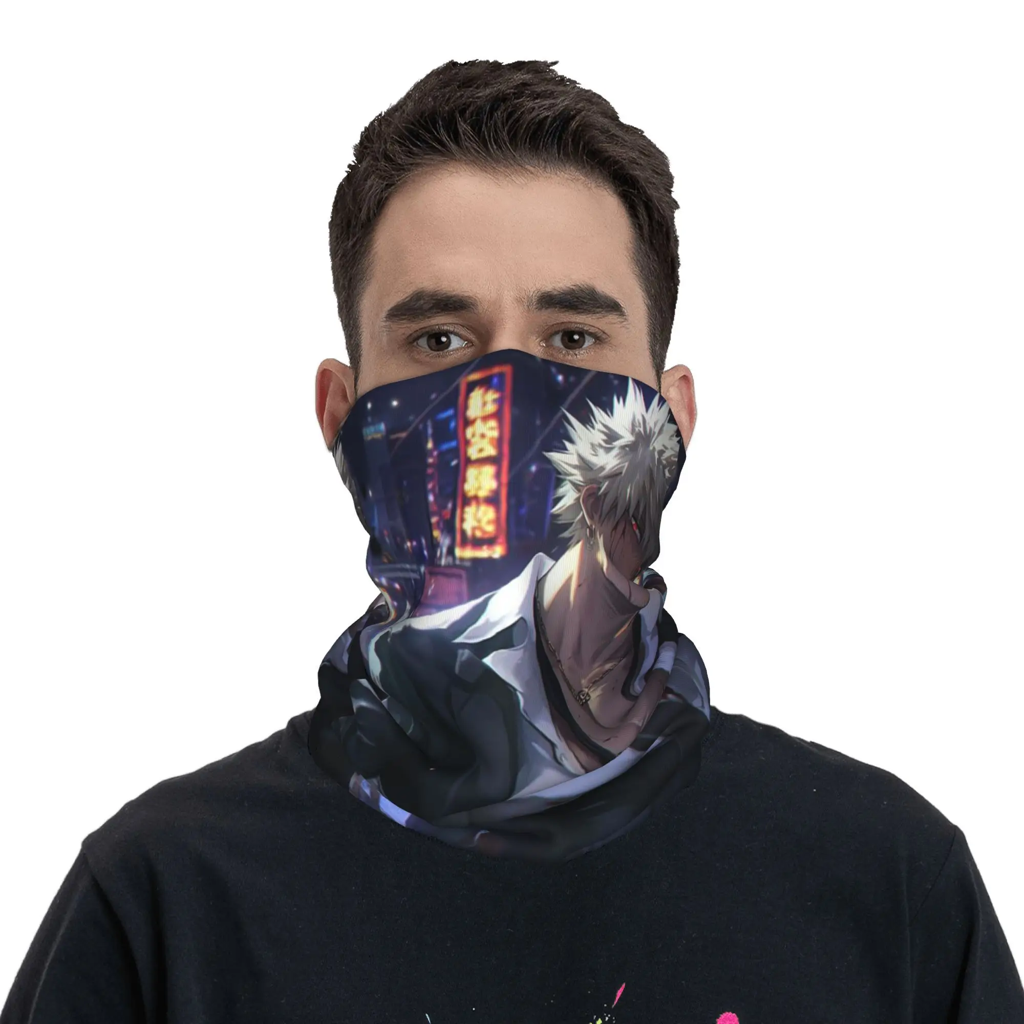 Bakugou Katsuki باندانا غطاء الرقبة قناع مطبوع وشاح قناع الوجه متعدد الوظائف الجري للجنسين الكبار يندبروف