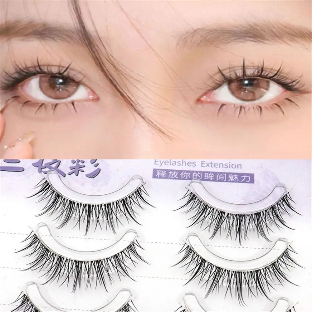 4 Pairs Natural Look False Eyelashes Anime Clear Band Fairy Lashes Cosplay Thai Makeup Fake Eyelashes Women