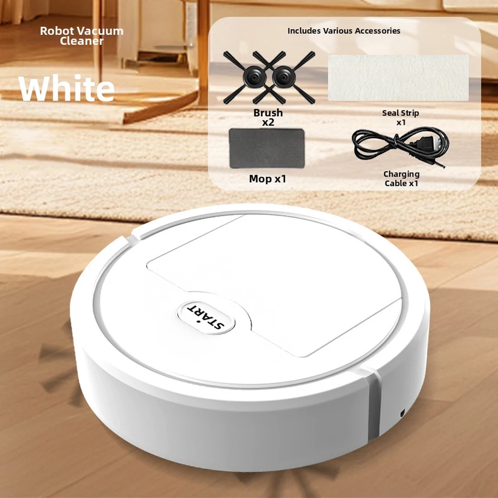 3 in 1 Robot Vacuum Cleaner with Mop Attachment Dual Brushes Strong Suction for Hard Floor Cleaning White or Black