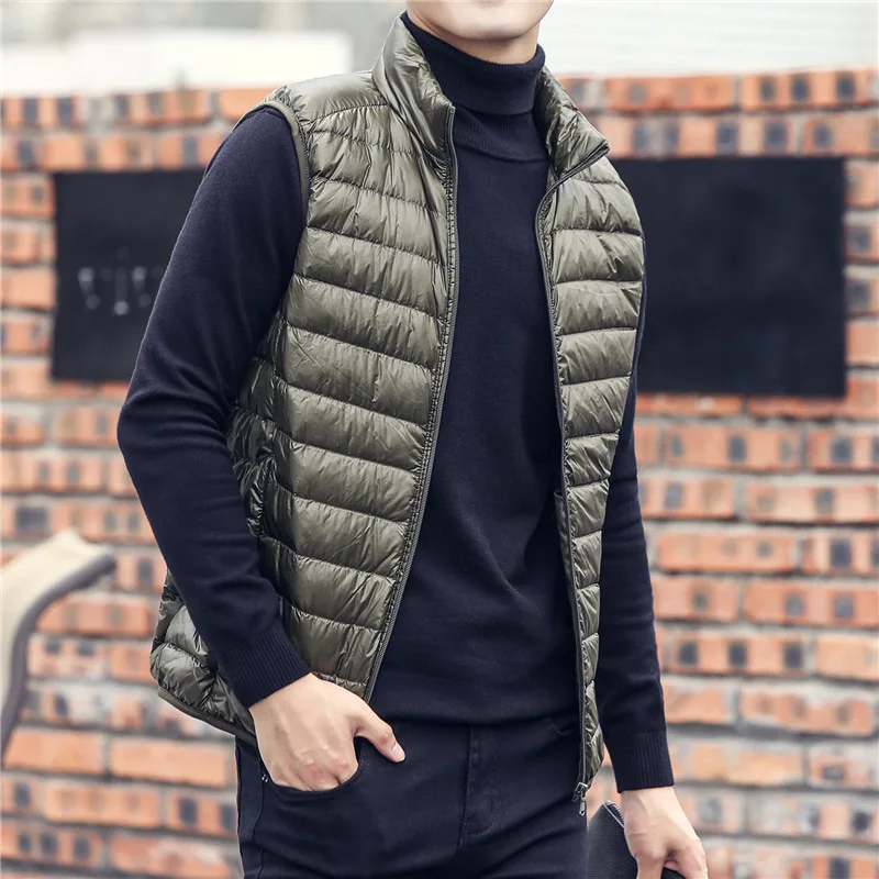 New Winter Men\'s Vest White Duck Down Lightweight Padded Vests Sleeveless Jackets Warm Coat Plus Size Puffer Parkas Portable