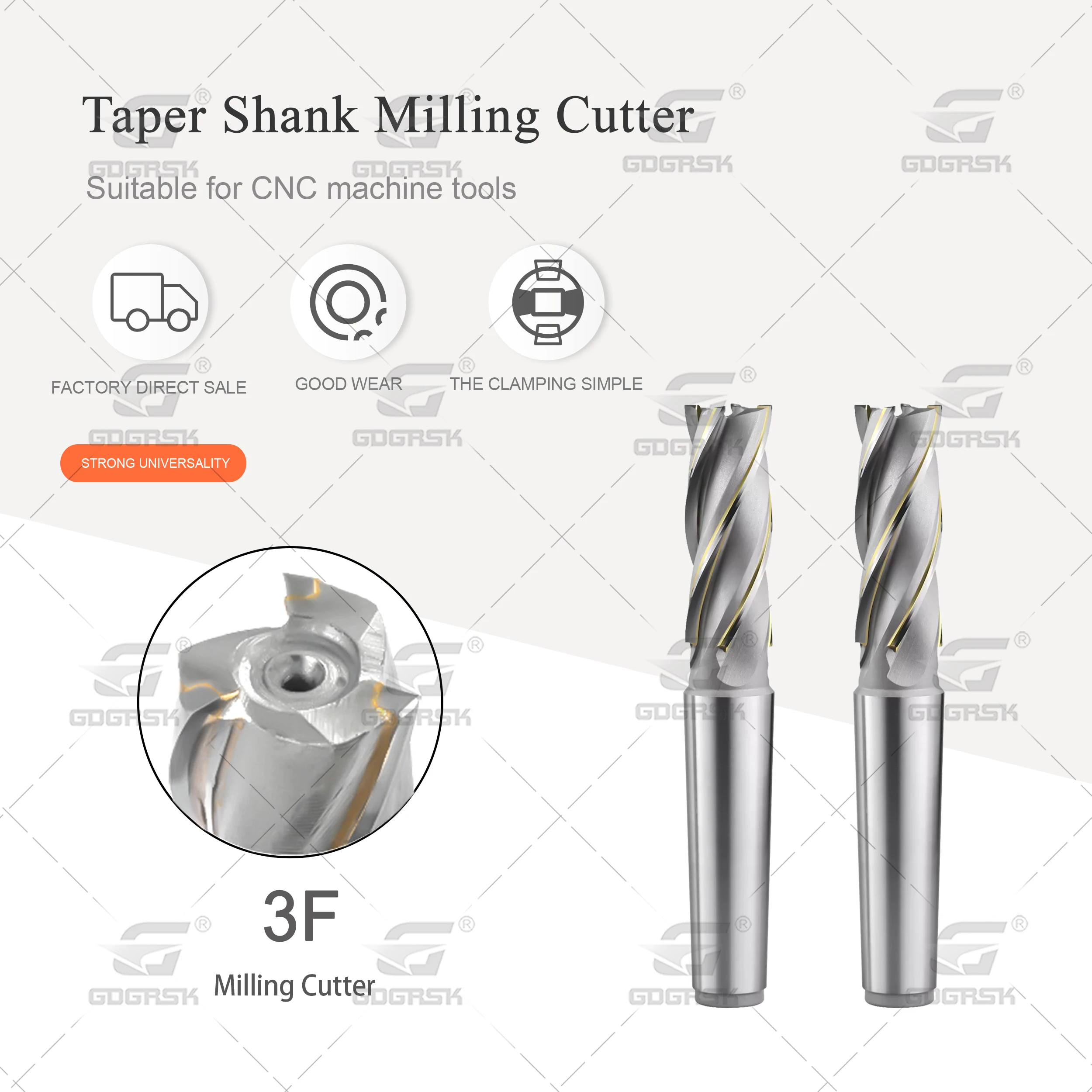 CNC Lathe Tool BK10/30 Inlaid Alloy Taper Shank Milling Cutter 14x32x115-F3-MT2 Tungsten Steel Spiral Three Blade Milling Cutter