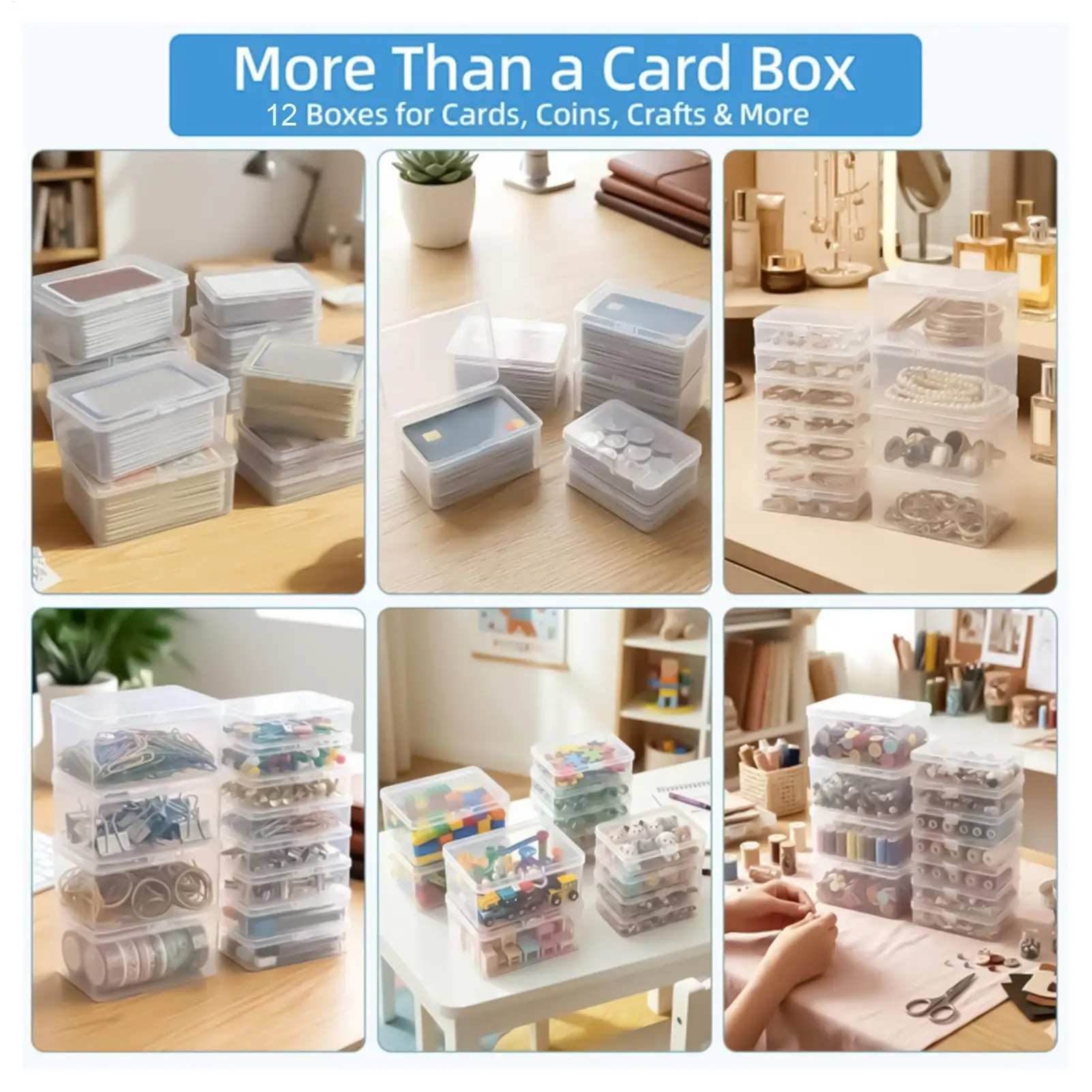 Card Storage Box 12 Pieces Clear Container Trading Card Box For Home Living Room Collection Display Birthday Parties Family Game