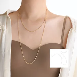 316l Stainless Steel Stylish Simple Double Snake Bone Chain Necklace for Women Waterproof Metal Collar Jewelry Bijoux Gift