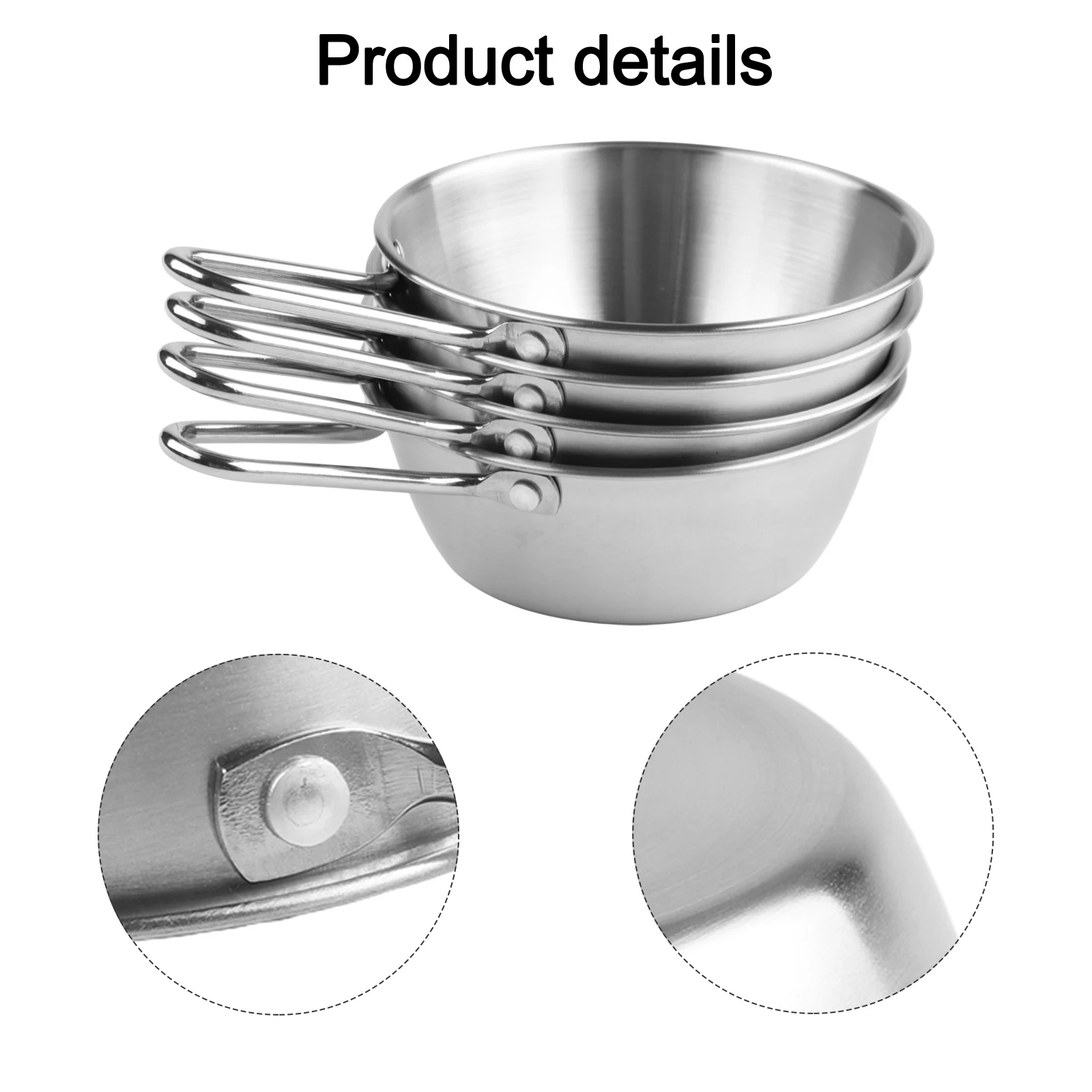 4pcs 400ml Outdoor 304 Stainless Steel Snow Pulling Bowl With Storage Bag For  Sierra Cups With Storage Bag For Camping