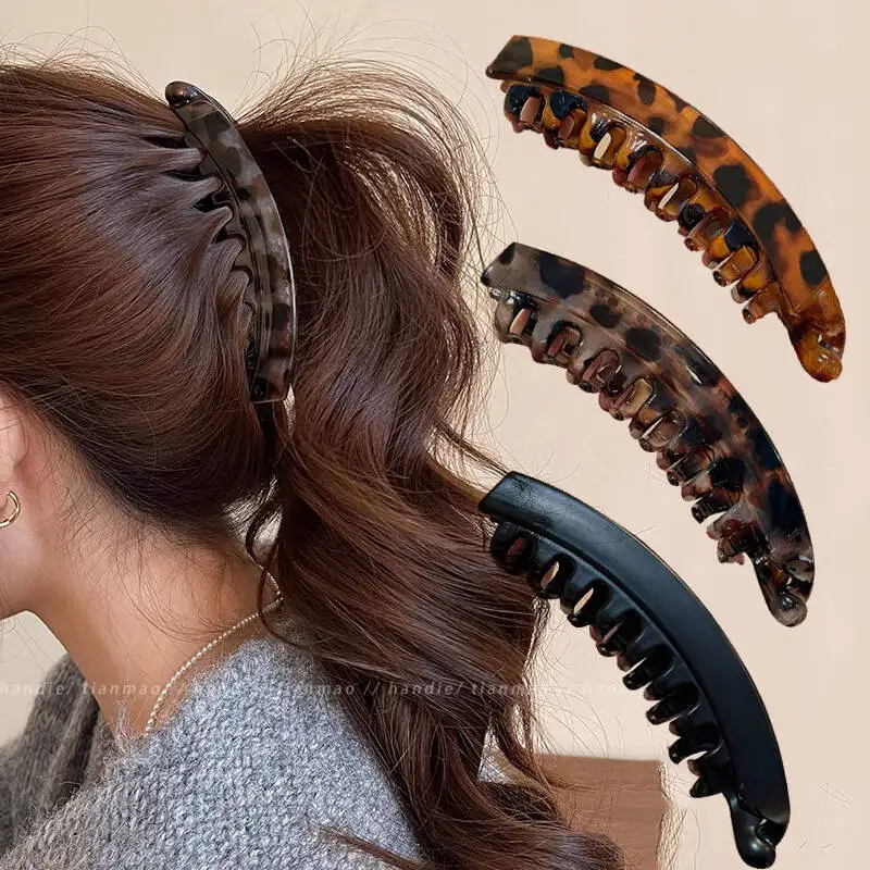 Pinza para el pelo de plátano de carey, horquilla en forma de pez para mujer, accesorios para el cabello, horquillas, abrazadera giratoria, pasadores de cola de caballo